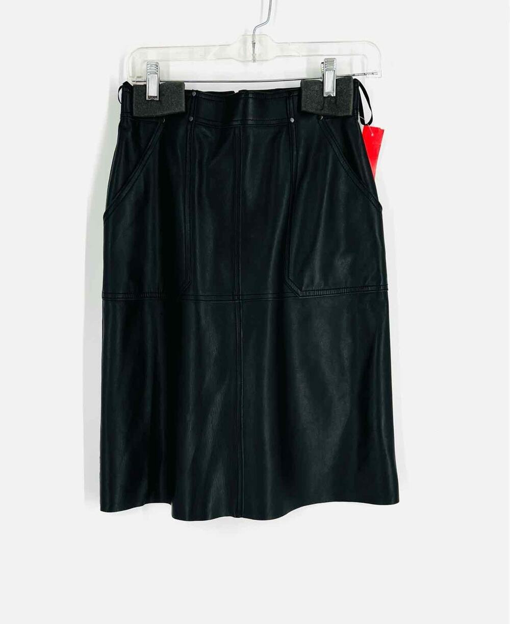 Worth Size 0 Black Leather NEW Designer Skirt